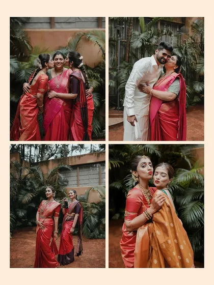 A collage of heartwarming family moments, capturing hugs, kisses, and playful poses.