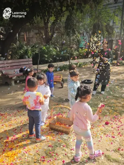 Celebrating Holi with a shower of flower petals is a beautiful, gentle, and sensory-rich experience. It connects children to nature and tradition, filling the air with fragrance, color, and laughter.