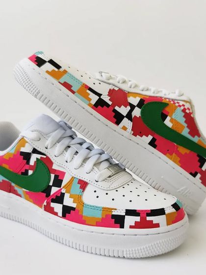 A dynamic shot of the Dhurrie weave sneakers. This pair is a perfect example of how traditional Indian textiles can be re-imagined for modern streetwear.