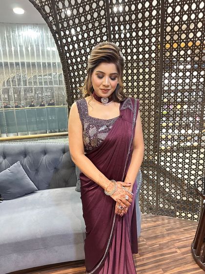 A candid moment showing the grace of the final look.