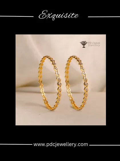 Exquisite 18kt hallmark diamond running bangles. The unique wavy design sets them apart from classic bangles, offering a modern and stylish look.