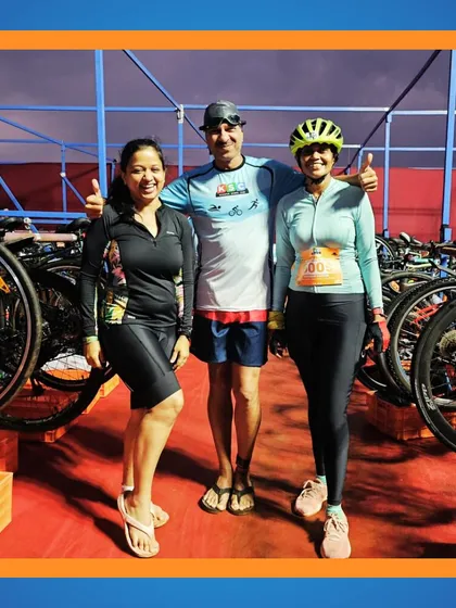 Our athletes at the Kolhapur Triathlon. We support multi-sport athletes in our community as well.