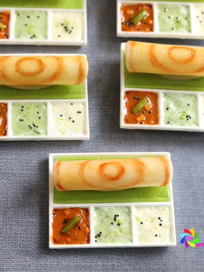 A batch of identical dosa miniatures, perfect for a large custom order or as wedding favors.