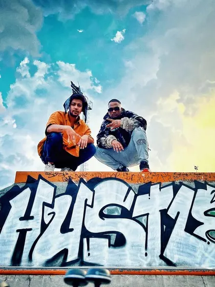 Painting a 'HUSTLE' piece for Marathi rapper Sambata's music video. This classic graffiti style provides an authentic, urban backdrop that fits perfectly with the hip-hop track.