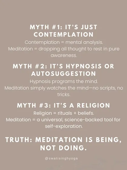 The truth about meditation: it is being, not doing. It's about dropping all thought to rest in pure awareness, watching the mind without scripts or tricks.