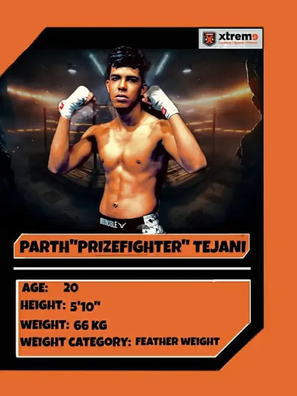 Fighter Profile: Parth "Prizefighter" Tejani, a 20-year-old Featherweight known for his grit.