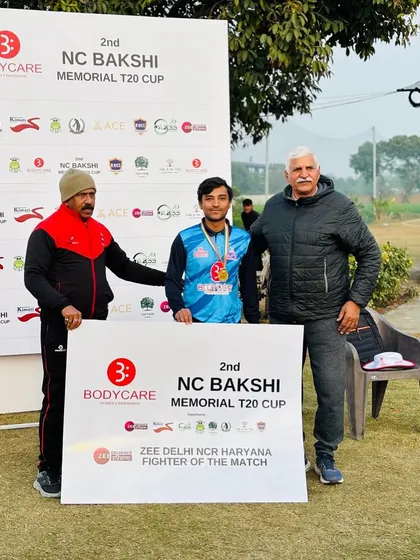 Well played, Akshay Jindal. Here he is being recognized as the Fighter of the Match in the NC Bakshi Memorial T20 Cup, another platform where our players shine.