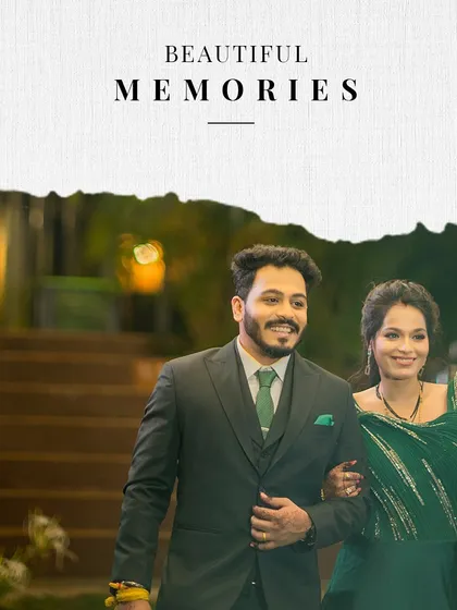 A candid shot of the couple walking into their reception, smiling and ready to celebrate.