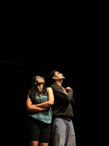 The actors of "Gretel" during a tech run.