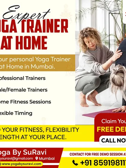 Get an expert yoga trainer for personalized sessions in Mumbai. We offer flexible timing and a choice of male or female trainers to make your practice comfortable and effective.