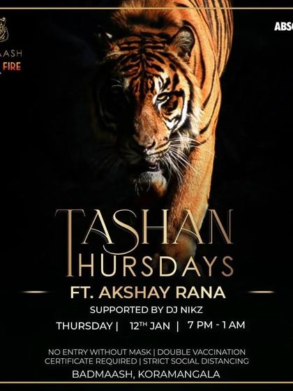 Another poster for "Tashan Thursdays" at Badmaash Lounge, promising a wild night with the best Bollywood and Punjabi music.