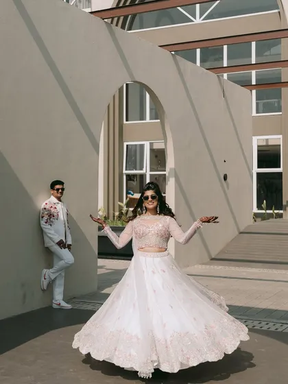 Your engagement should feel like you. For Kartik and Sakshi's vibrant carnival event, we captured this shot full of life, movement, and personality. It’s about creating beautiful photos that are also fun and feel natural.