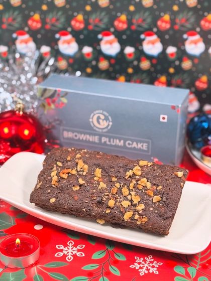 For the chocolate lovers, we created a Brownie Plum Cake for Christmas. It combines the fudgy texture of a brownie with the festive flavors of a traditional plum cake.