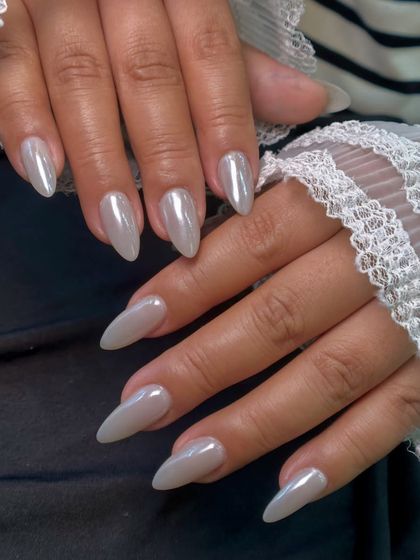 The beauty of pearl chrome is that it complements any skin tone and style, making it one of my most requested finishes.