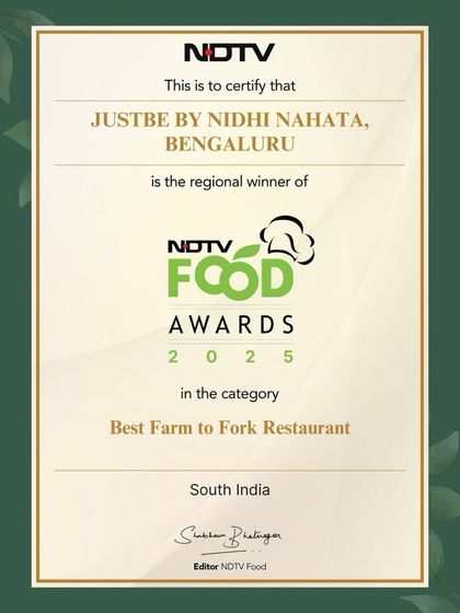 We are so proud to have been awarded the Best Farm-to-Fork Restaurant by NDTV Food Awards 2025. This award is a testament to our dedication to love, sustainability, and compassion.