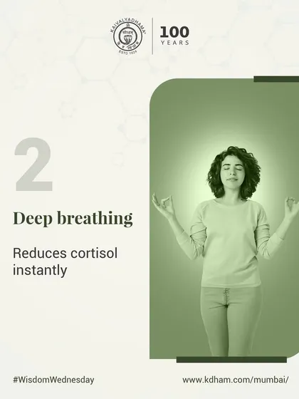 The simple act of deep, mindful breathing can instantly reduce cortisol, the body's primary stress hormone. This is a powerful tool for managing stress anytime, anywhere.