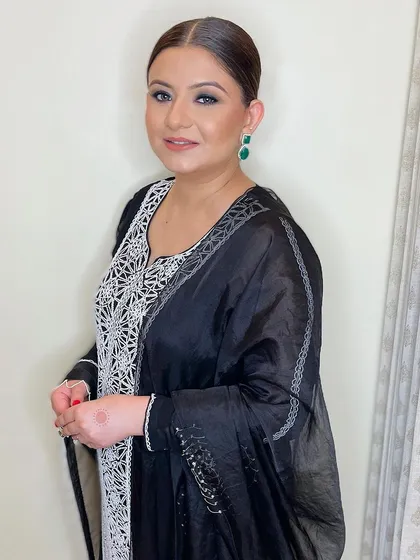 A matte black smokey eye paired with sleek hair for this gorgeous client. This look is modern, sharp, and incredibly chic.