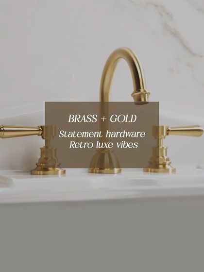Brass and gold hardware is a key trend for a retro luxe vibe. We use statement taps, handles, and fixtures to add a touch of warmth and vintage glamour.