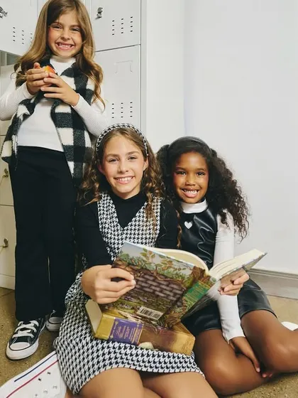 A back-to-school campaign shoot. We created a clean, simple set with school lockers to tell the story. The focus is on the interaction between the kids and the clothes, keeping the mood light and happy.