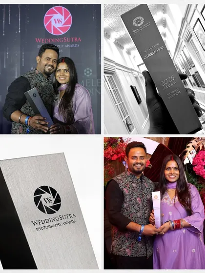 A collage celebrating our award win. It shows our team with the trophy, close-ups of the award itself, and the pride we take in this significant achievement.
