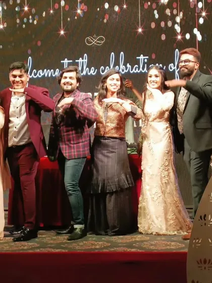 The family that dances together, stays together. Getting the whole family on stage for a fun segment during a 25th-anniversary celebration.