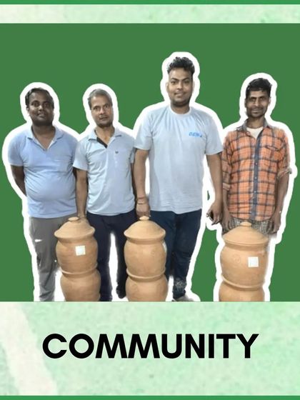 We stand proudly with our artisan partners and the terracotta composters we co-created. This is what community-led change looks like, a partnership that benefits both people and the planet.