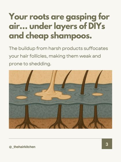 Your roots could be gasping for air under layers of DIY concoctions and cheap shampoos. This buildup suffocates your hair follicles, making them weak and prone to shedding.