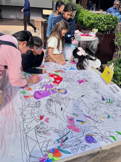 A giant coloring canvas is always a hit at parties and events! It's a wonderful collaborative activity that lets kids of all ages contribute to one big piece of art.