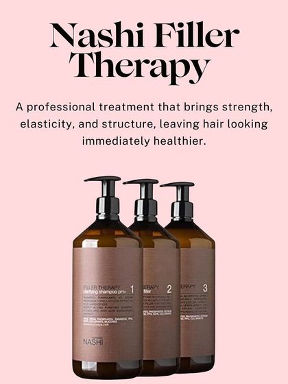 Nashi Filler Therapy is a professional treatment that brings back strength, elasticity, and structure to the hair, leaving it looking healthier immediately after the service.