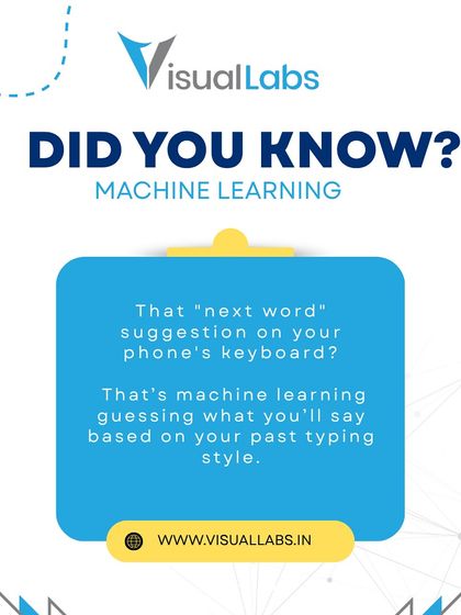 Did you know? That "next word" suggestion on your phone's keyboard is machine learning at work, guessing what you'll say based on your past typing style.