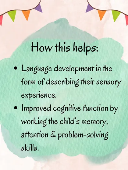 These graphics detail the benefits, materials, and instructions for the smell bottle activity, which sharpens the olfactory sense and cognitive skills.