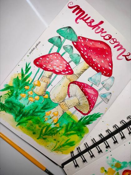 Another look at my mushroom doodle, this time in a spiral-bound sketchbook.