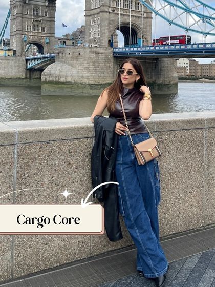 Cargo core is a major trend. These denim cargo pants are a stylish way to incorporate the utility trend into your everyday wardrobe. I wore these on my trip to London.