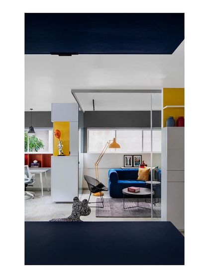 Views of the informal meeting areas and breakout zones in our Pune studio. We designed the office with a mix of formal workstations and comfortable lounges to foster both focused work and creative collaboration.