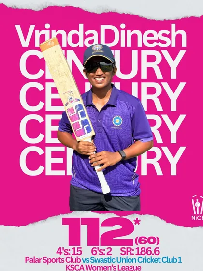 Fearless and expressive cricket is our signature. Vrinda Dinesh shows exactly what that means, smashing a century at a blistering strike rate of 186.6 in a 50-over match. We empower our batters to dominate the game from the first ball.
