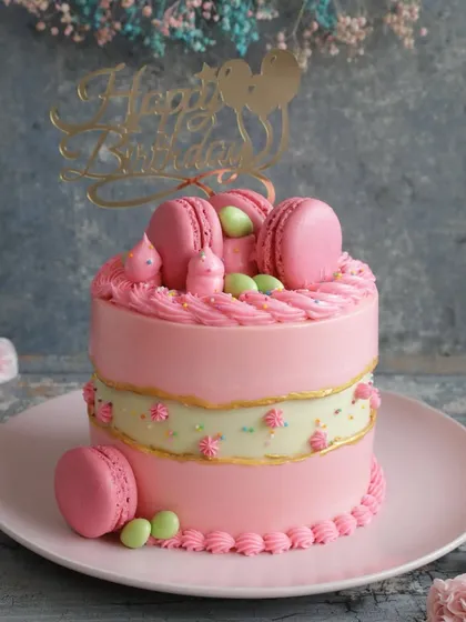 Make a statement at your next celebration with our stunning Fault Line Cake. Adorned with delicate macarons and a touch of gold, this modern design is perfect for making birthdays, weddings, and anniversaries unforgettable.