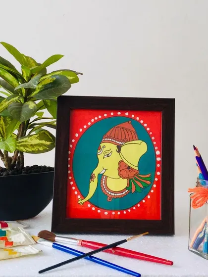 This sweet, framed Ganesha painting is perfect for bringing good energy to a small space. I designed this 9x8 inch piece to be a lovely addition to a desk or a thoughtful gift for a new beginning.