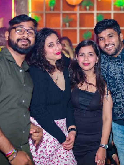 A group of friends enjoying the casual and fun vibe at Shift HSR.