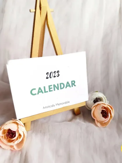The 2023 easel calendar cover card, simple and ready for a year of memories.