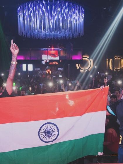 Holding the Tiranga high with my brother at SinQ, Goa. Moments like these are bigger than music.