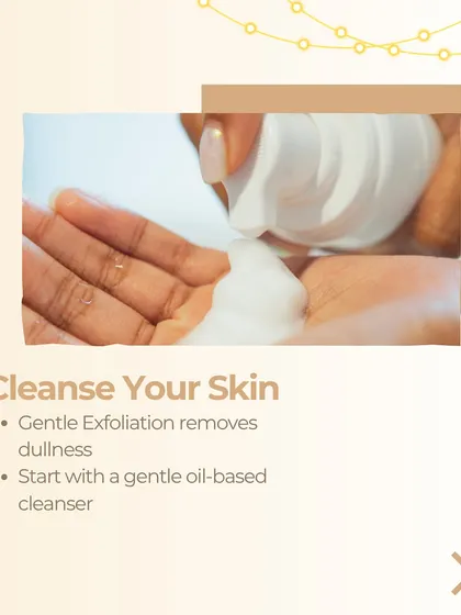 The first step to any good routine is cleansing. I recommend starting with a gentle, oil-based cleanser to effectively remove makeup and impurities without stripping your skin.