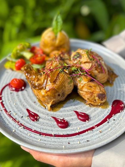 A beautifully presented plate of my Halgali's Roast Chicken, a dish that is as delicious as it is photogenic.