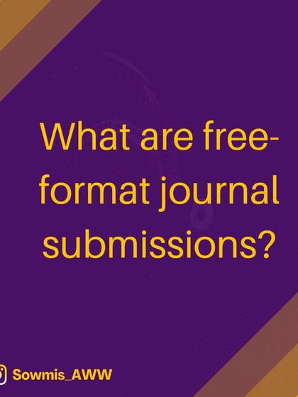 This carousel explains the concept of "free-format journal submissions," also known as "your paper your way." It's a welcome change from publishers that makes life easier for researchers who may need to submit a manuscript to multiple journals.