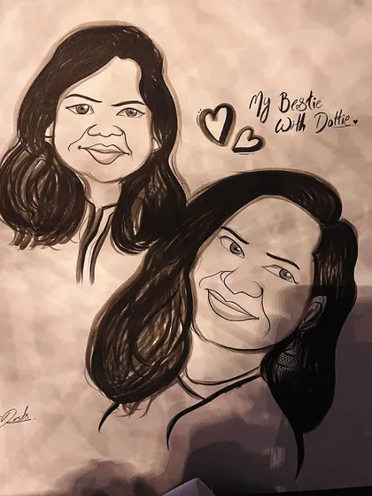 A sweet caricature of "My Bestie with Dattie." These portraits are perfect for celebrating any important relationship in your life.