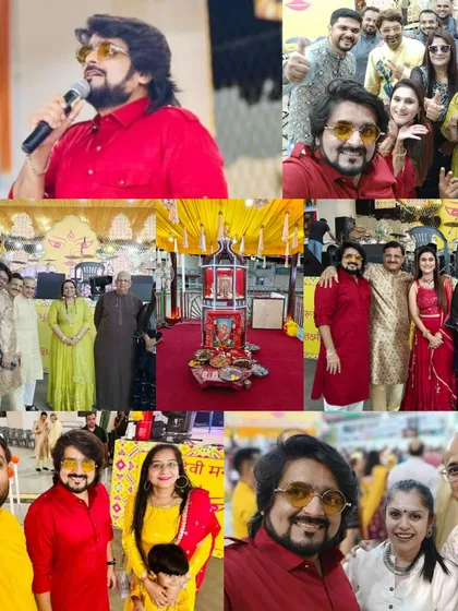 Another collage from the Muscat Navratri event. From posing with my family to the pooja setup, every moment was special.