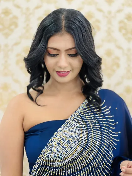 A close-up on the eye makeup for this party look. I used warm brown and gold tones to create a soft smokey effect that is perfect for an evening event.