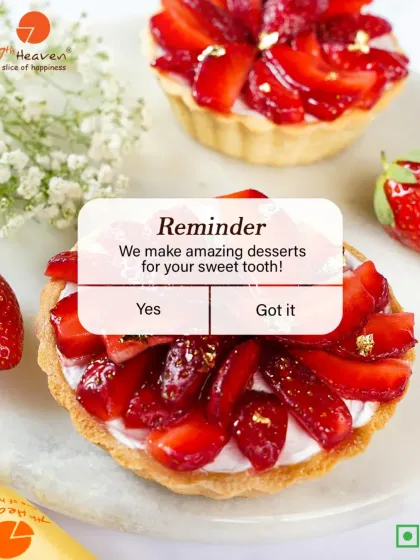 A reminder that we make amazing desserts for your sweet tooth. This image features our beautiful Strawberry Tart, topped with fresh strawberries and edible gold leaf.