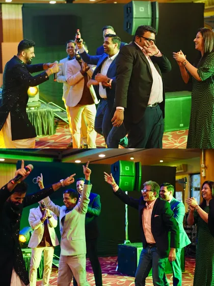 The energy at corporate events can be just as high as at weddings! Here are some moments from the dance floor at the Quess Corp annual day celebration.