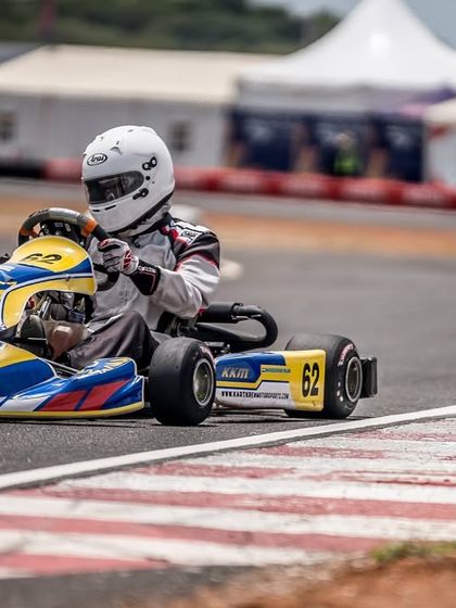 Our driver in the number 62 kart, navigating the track at the RMC R3.