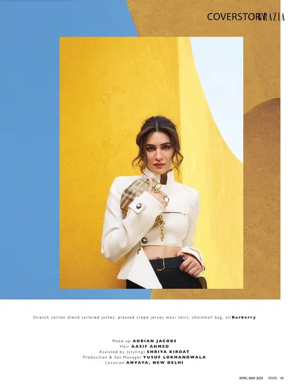 A graphic and modern shot from the Grazia India cover story. The blue and yellow color blocking highlights the versatility of our space as a creative canvas.